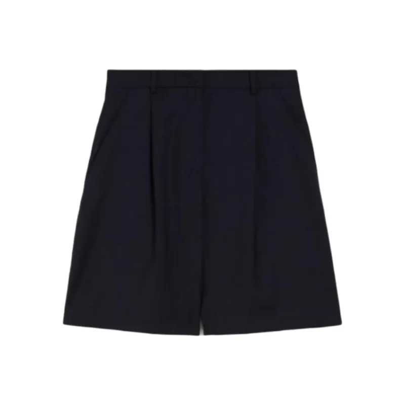 WEEKEND MaxMara Belbo Collection Woollen Cloth Bermuda Shorts Casual Shorts Women's Navy-0