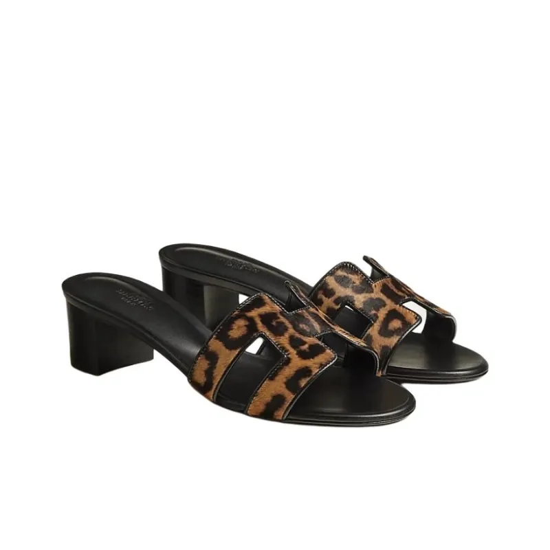 HERMES Oasis Slide Slippers 5cm Women's Brown-2