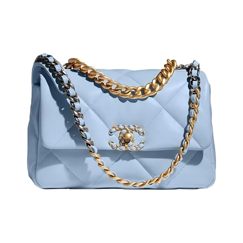 CHANEL 19Bag Sheepskin Shoulder Bag, Crossbody Bag Trumpets Women's Babyblue Sky Blue-0