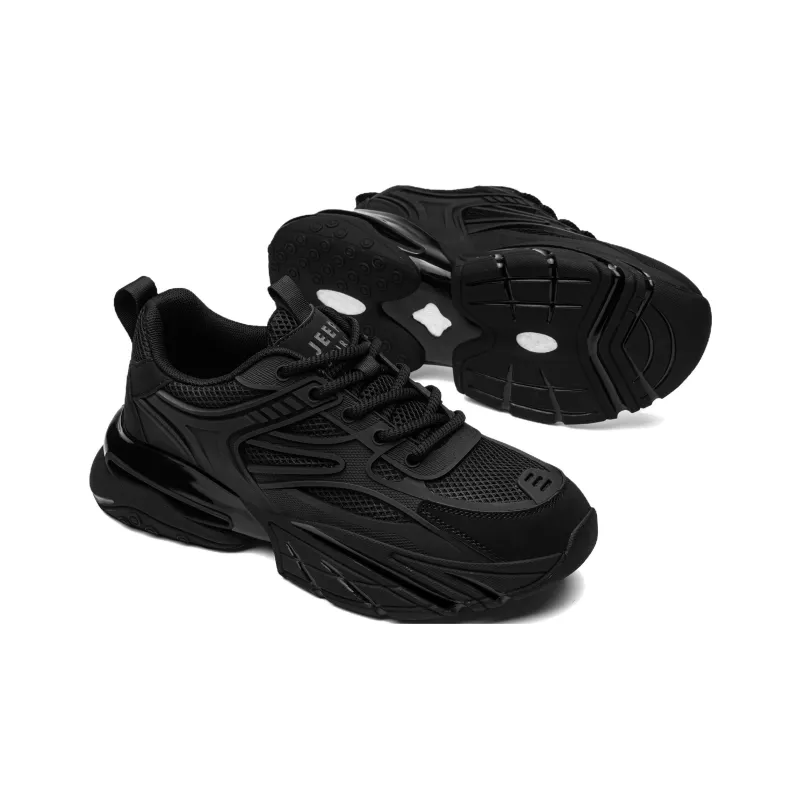 JEEP SPIRIT Cushioning Lightweight Abrasion Resistant Low Top Chunky Sneakers Men's Black-4
