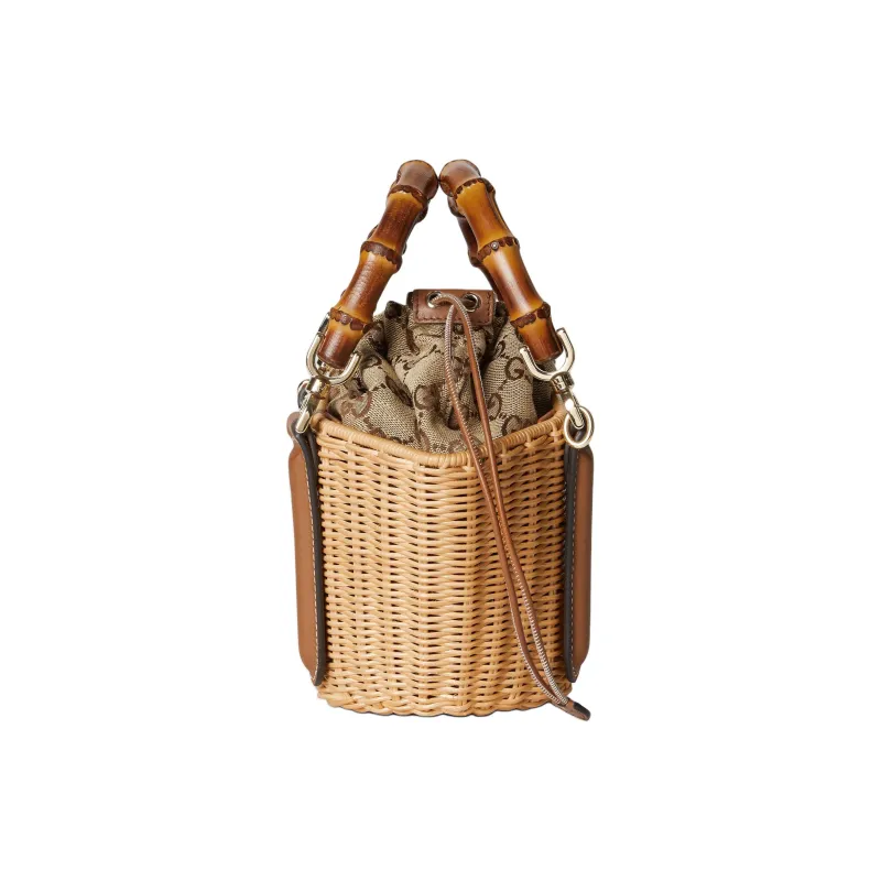 GUCCI Natural Jute Shoulder Bag, Crossbody Bag, Handbag Mini Women's Brown-2