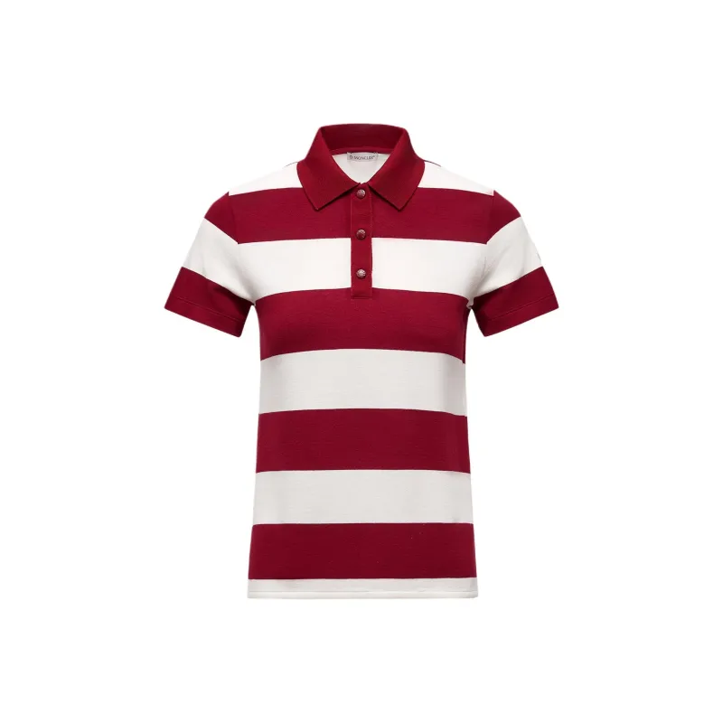 Moncler Polo Shirts Women's White & Red-0