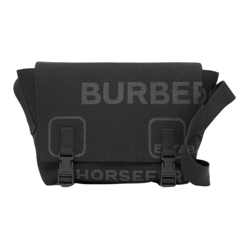 Burberry Horseferry Leather Messenger Bag, Shoulder Bag, Crossbody Bag Trumpets Men's Black-0