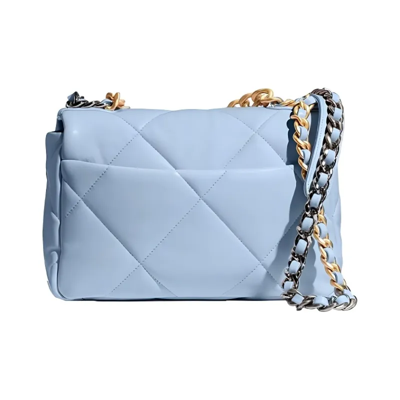 CHANEL 19Bag Sheepskin Shoulder Bag, Crossbody Bag Trumpets Women's Babyblue Sky Blue-1