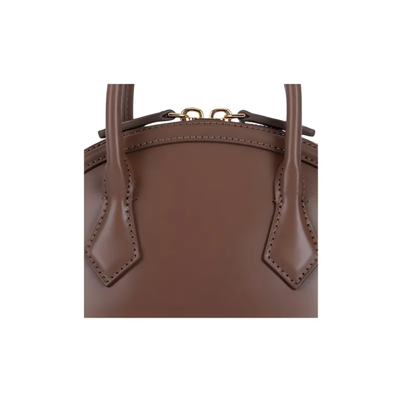 MCM Smooth Leather Dome Bag, Shoulder Bag, Crossbody Bag, Handbag Trumpets Women's Brown-4