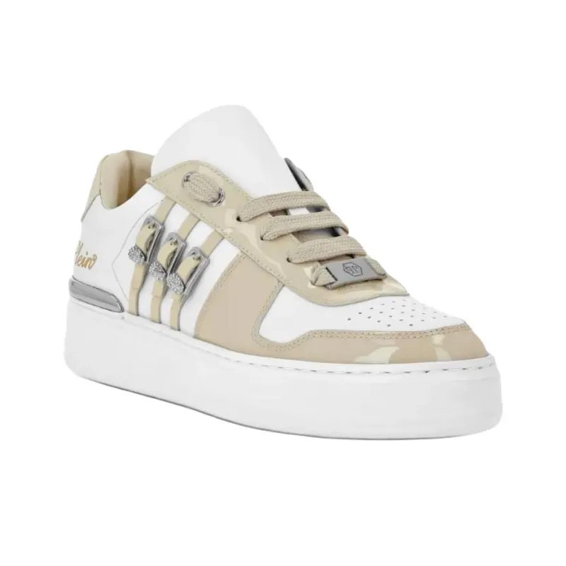 PHILIPP PLEIN Belts Skull Low Top Skateboard Shoes Women's Beige-2