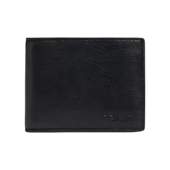 COACH Billfold Wallet Calfskin Card Holder, Wallet Men's Black