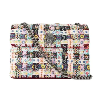 Kurt Geiger London Kensington Fabric Shoulder Bag Medium Size Women's Pink Multicolor