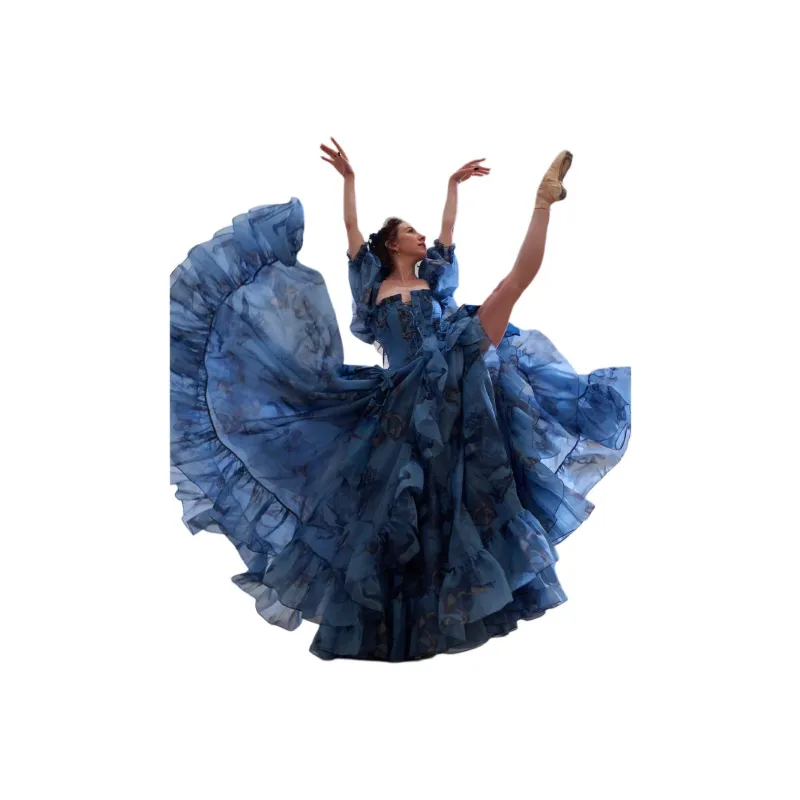 Selkie Collection Strapless Top Women's DEGAS BLUE With Blue Background And Degas Dance, Girlish Outline Print-4