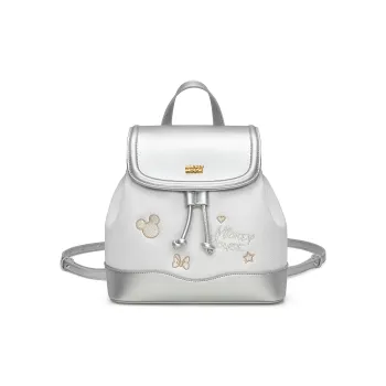 Disney Mickey Series PU Synthetic Leather Backpack Regular Women's Pink/Silver