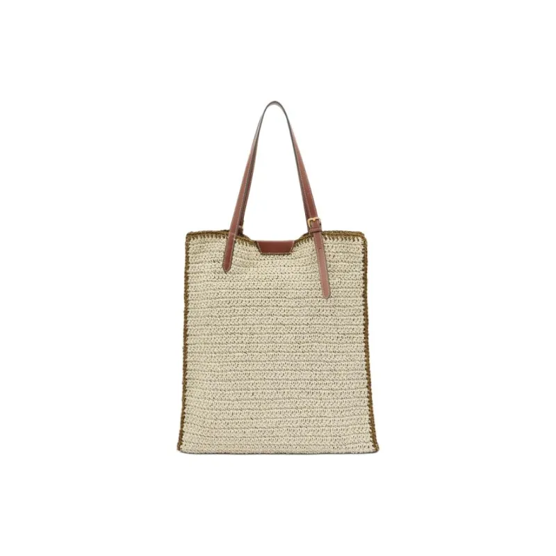 Anya Hindmarch Raffia Tote Bag, Shopping Bag, Shoulder Bag Unisex Natural Color & Brown-2