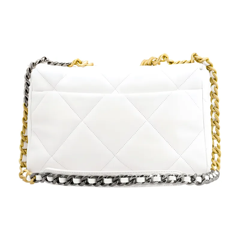 CHANEL 19Bag Goatskin Portable Crossbody Bag, Shoulder Bag Women's White-2