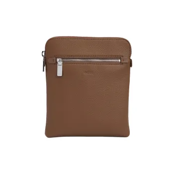 HUGO BOSS Cow Leather Shoulder Bag, Crossbody Bag Men's Brown