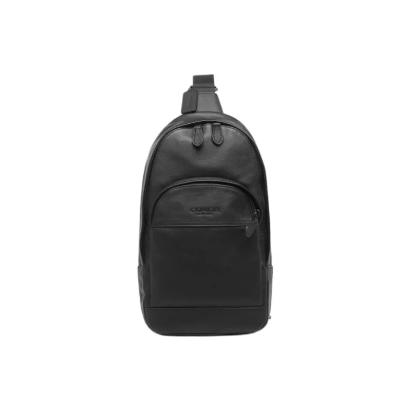 COACH Houston Cow Leather Crossbody Bags Sling Bags Small Size Men's Black-0
