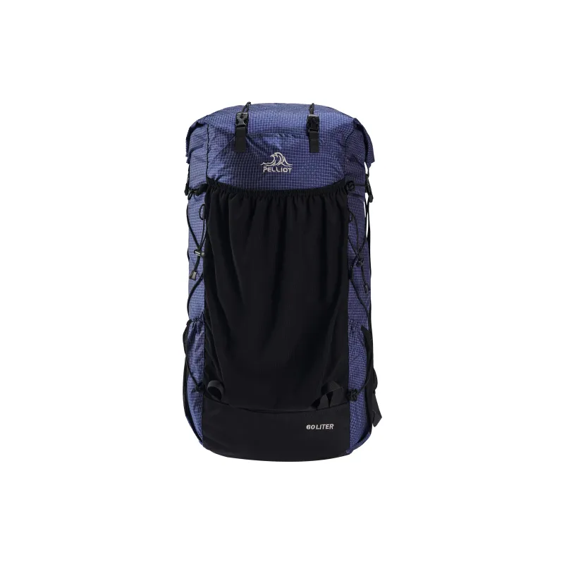 PELLIOT 60L Mountaineering Outdoor Bag Nylon Stone Gray/Deep Sea Blue Unisex-2