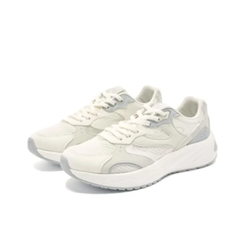 QIAODAN Slip Resistant And Breathable Low Top Casual Shoes Women's White Gray-2