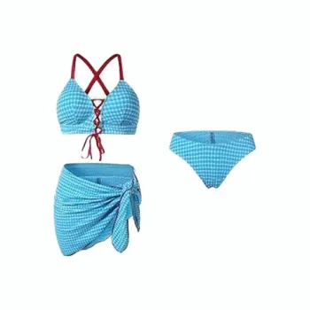 INCO VIBE Swimsuit Sets Women's Image Color Bikini Briefs+Side Skirt