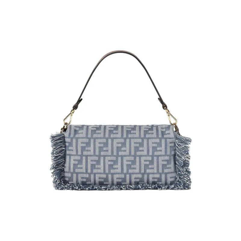 FENDI Baguette Jacquard Fabric Baguette Bag, Portable Crossbody Bag, Shoulder Bag Women's Blue-2