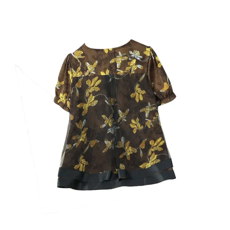 YUNFEIXIU Casual Suit Palm Fashion Loose Fit Slimming Fat Skimming Top Skirt Two Piece Set Summer Women's-1