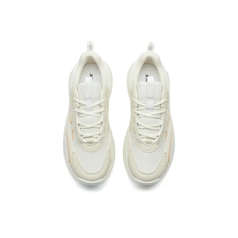 XTEP Star Meteorite Lite Wear resistant And Lightweight Low Top Casual Shoes Women's Tea White With Off White Gray-3
