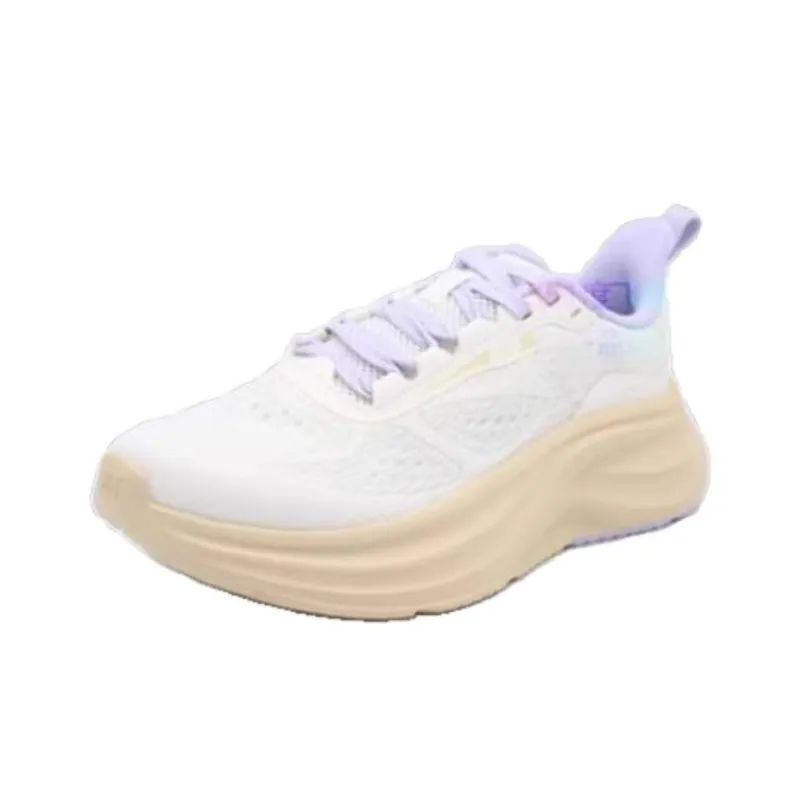 361° Cushioning Slip Resistant Low Top Casual Running Shoes Women's White Beige Purple-1
