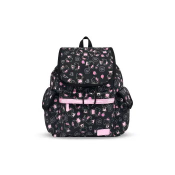 Zgo Hello Kitty Polyester Attractive Backpack Women's Black Pink