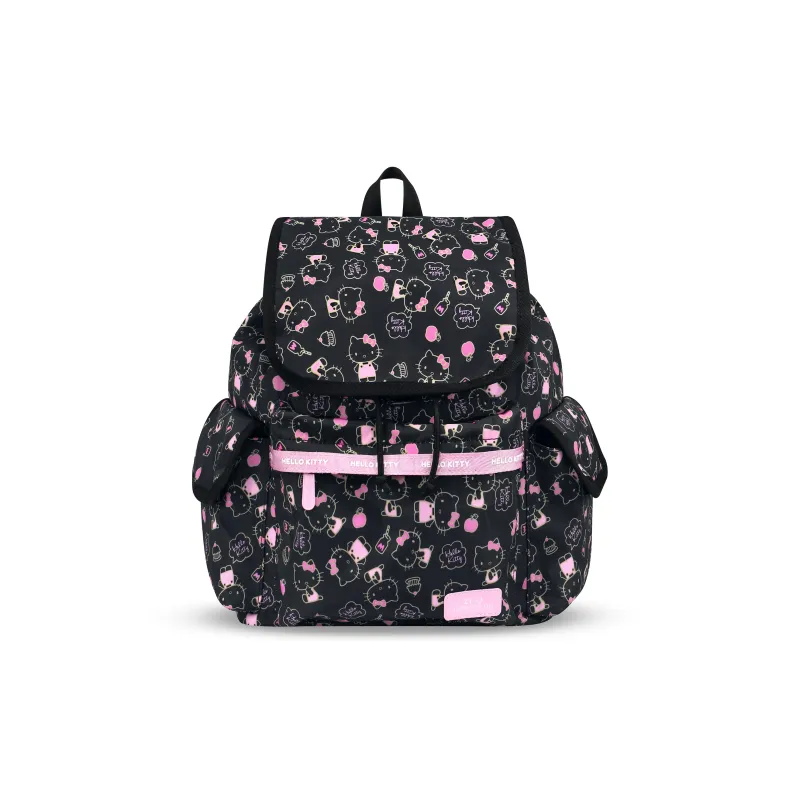 Zgo Hello Kitty Polyester Attractive Backpack Women's Black Pink-0
