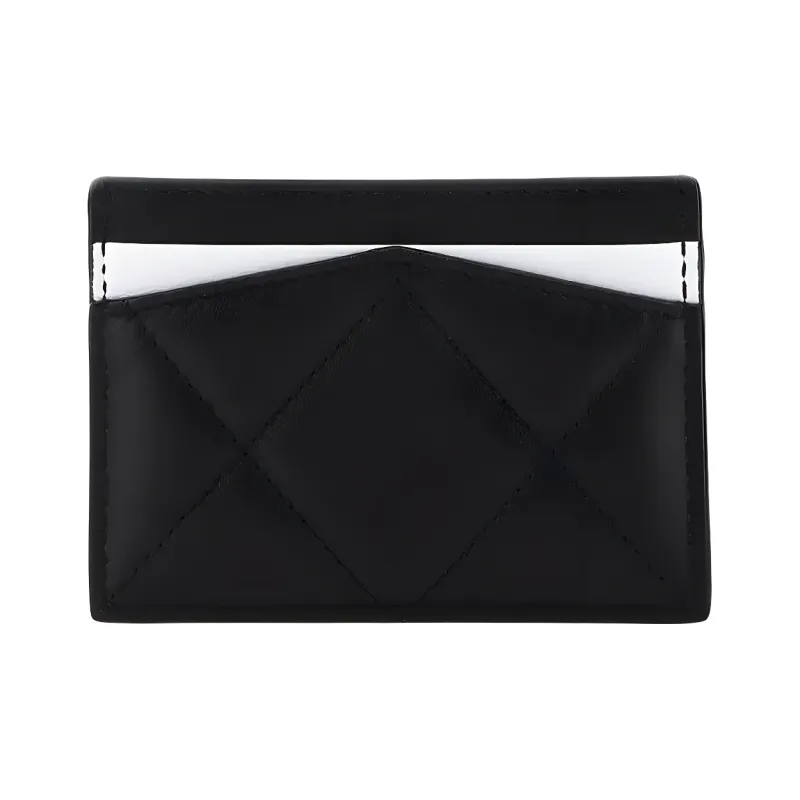 Alexander McQueen Quilted Leather Card Holder Wallet Women's Black-2