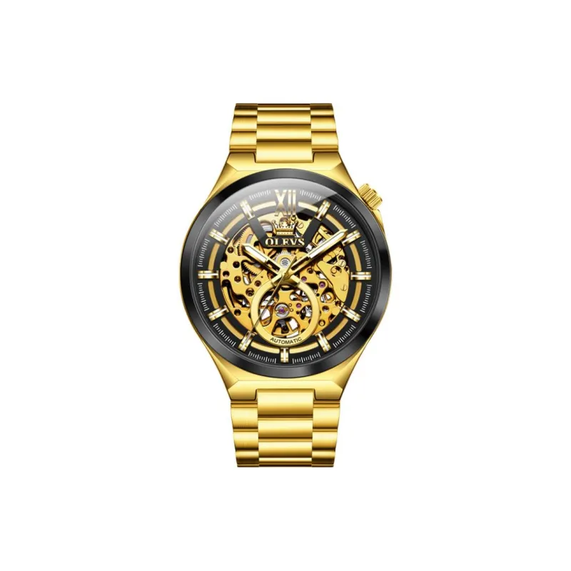 OLEVS Play The Cool Series Mechanical Movement Stainless Steel Watchband Watch Men's Watches White Dial-5