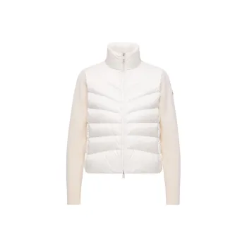 Moncler Padded Wool Cardigan Down Jacket Women's Beige