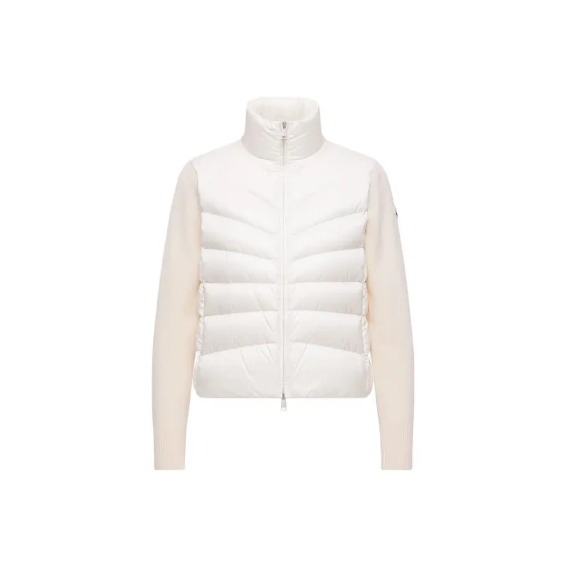 Moncler Padded Wool Cardigan Down Jacket Women's Beige-0