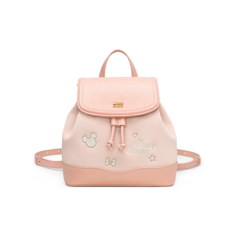 Disney Mickey Series PU Synthetic Leather Backpack Regular Women's Pink/Silver-0