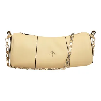 Manu Atelier Cylinder Leather Arrow Bag, Chain Bag, Handbag, Shoulder Bag, Crossbody Bag Women's Beige Yellow