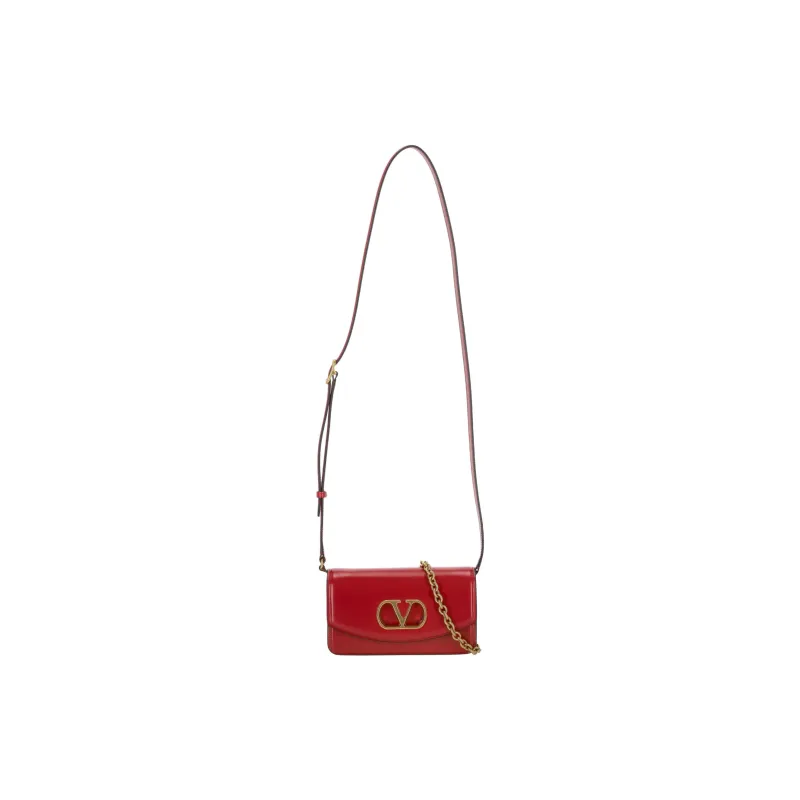 Valentino Vlogo Calfskin Crossbody Bag, Shoulder Bag Women's Red-0