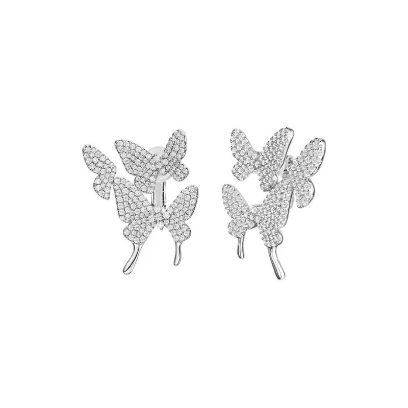 HEFANG Garden 925 Sterling Silver Butterfly Dream Hoop Earrings Women's-1