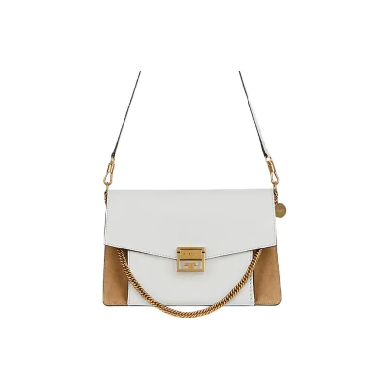 GIVENCHY GV3 Series Cow Leather Shoulder Bag, Crossbody Bag Medium Size Women's White & Camel-3