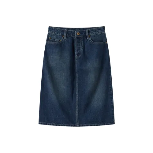 DE Mincollection 여성 데님 롱 스커트