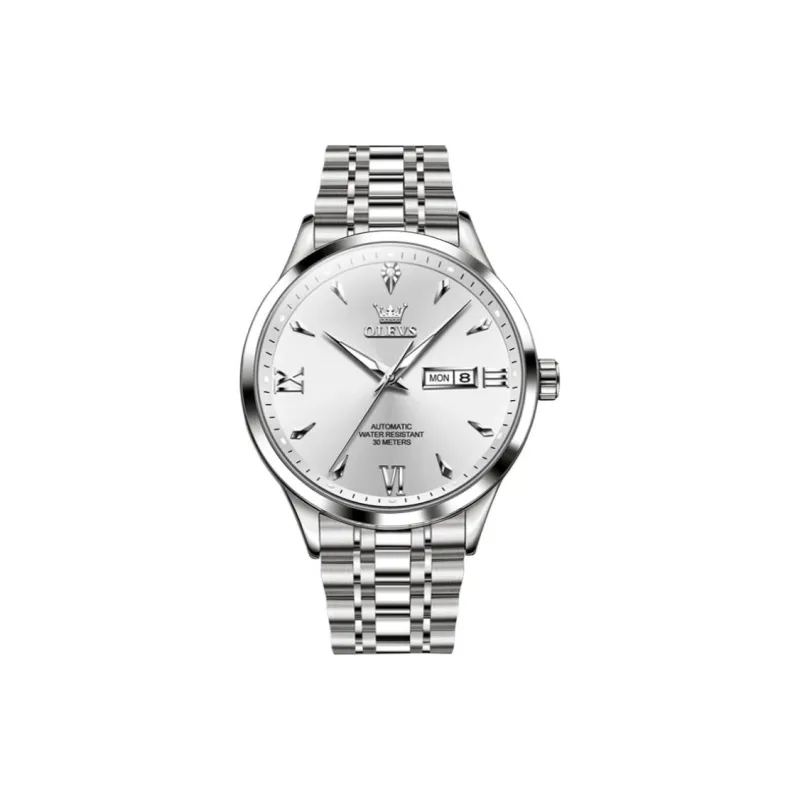 OLEVS Automatic Mechanical Movement Stainless Steel Watchband Watch Men's Watches Black Dial-5