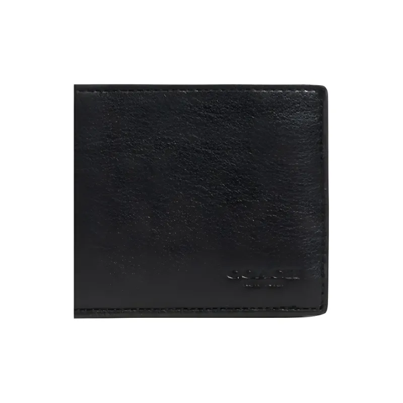 COACH Billfold Wallet Calfskin Card Holder, Wallet Men's Black-2