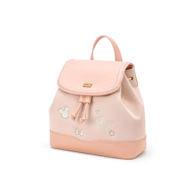 Disney Mickey Series PU Synthetic Leather Backpack Regular Women's Pink/Silver-1