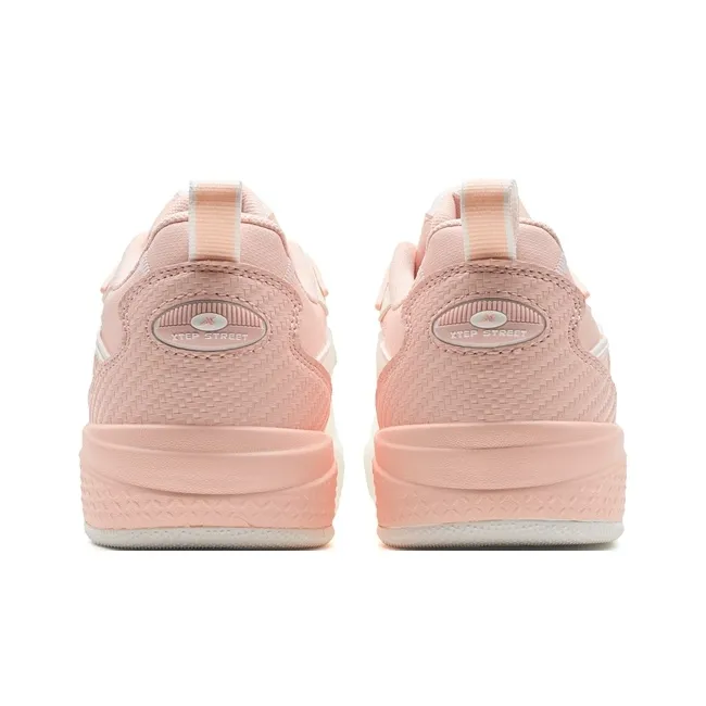 XTEP Lightweight Height Increasing Low Top Skateboard Shoes Women's Sail White Oil Gray Pink-4