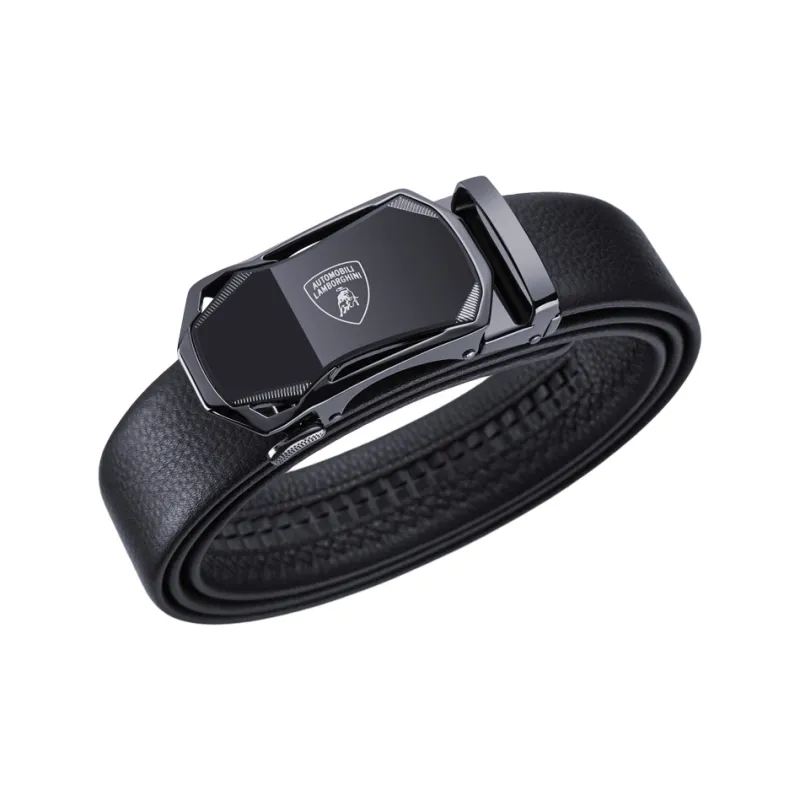 Automobili Lamborghini Cow Leather Belt, Luxury, Belt Men's Gunmetal Width 3.5cm-10