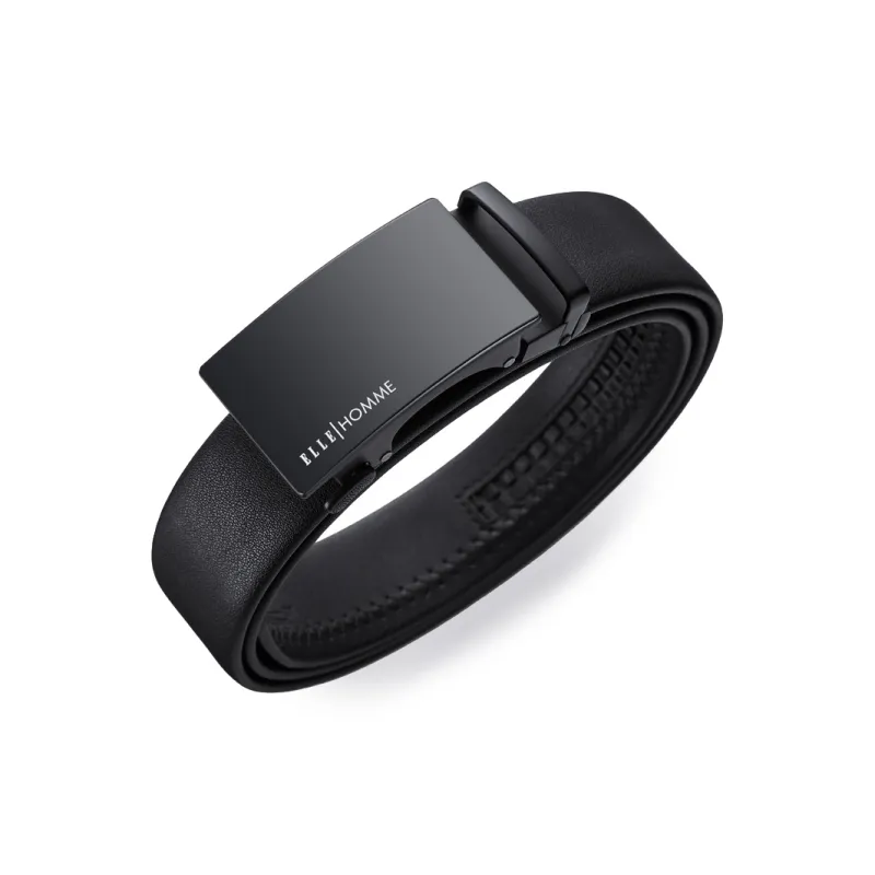 ELLE HOMME Top Grain Cow Leather Fashion Trend Casual Versatile Belt Men's Gunmetal Width 3.5cm-0