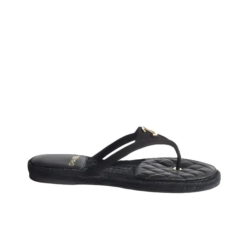 CHANEL Coco Flip Flops Women's Black-1