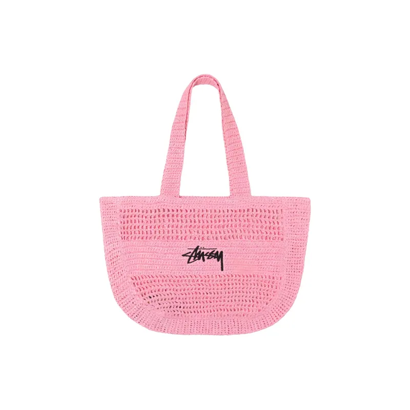 Stussy Woven Tote Bag, Shopping Bag, Handbag, Shoulder Bag Unisex Pink-0