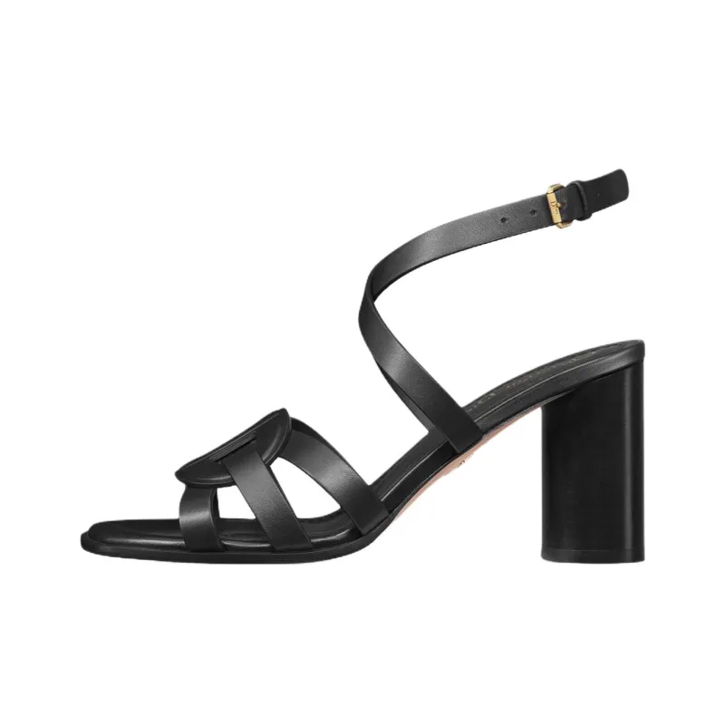 DIOR D Club One Strap Sandals 8cm Women's Black-0