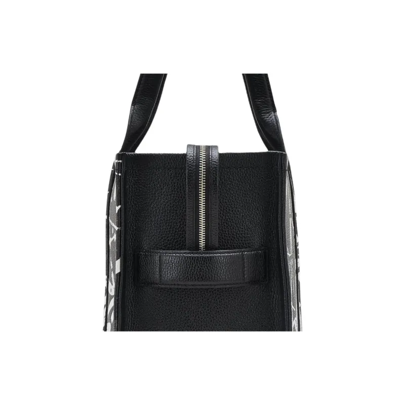 MARC JACOBS FUTURA Collaboration Full Grain Leather Tote Bag, Shopping Bag, Handbag Large Size Unisex Black-4