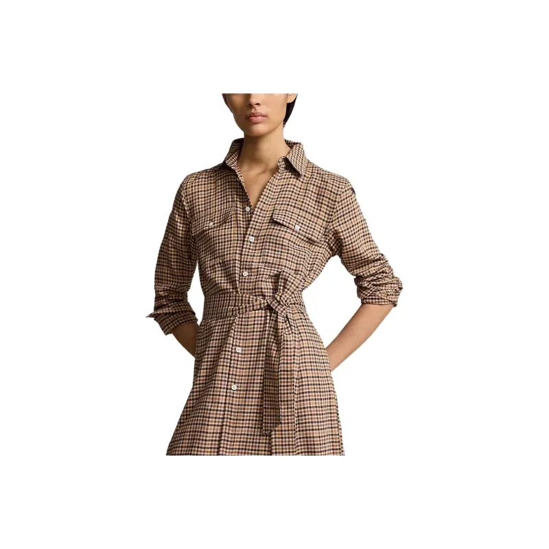Polo Ralph Lauren SS25 Long Sleeved Dress Women's Brown-2