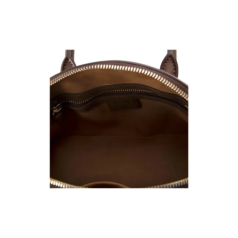 MCM Smooth Leather Dome Bag, Shoulder Bag, Crossbody Bag, Handbag Trumpets Women's Brown-3