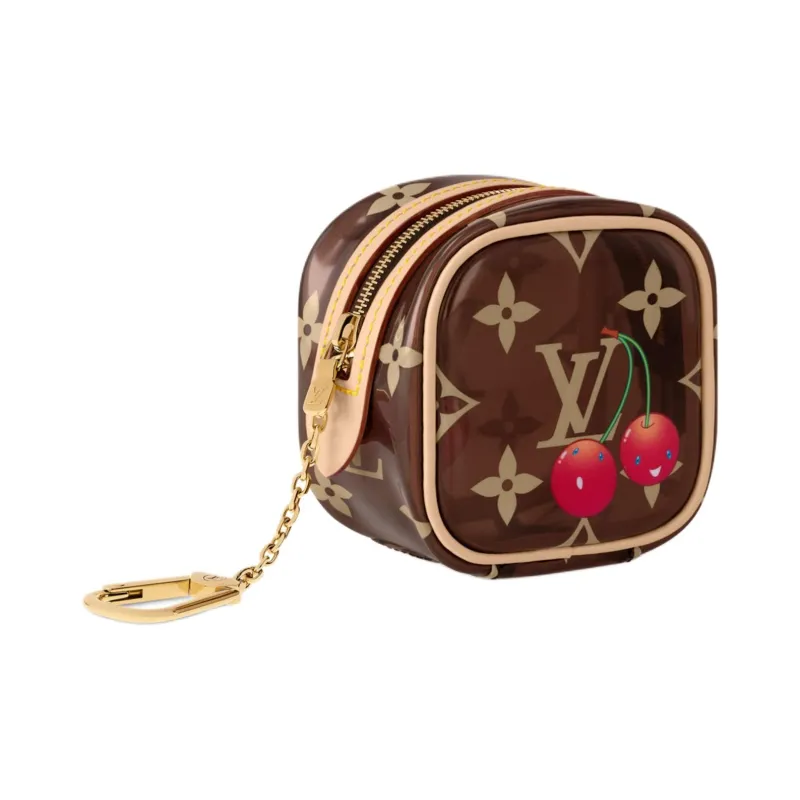 LOUIS VUITTON Takashi Murakami Collaboration Monogram Cherry Faux Crystal Coin Purse Women's Brown-1